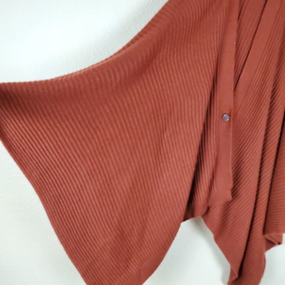 Button Closure Rust Textured Wool Blend Cardigan … - image 3
